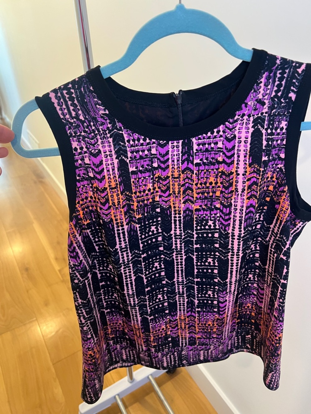 Nanette Lepore Purple, Black & Orange Printed Tank